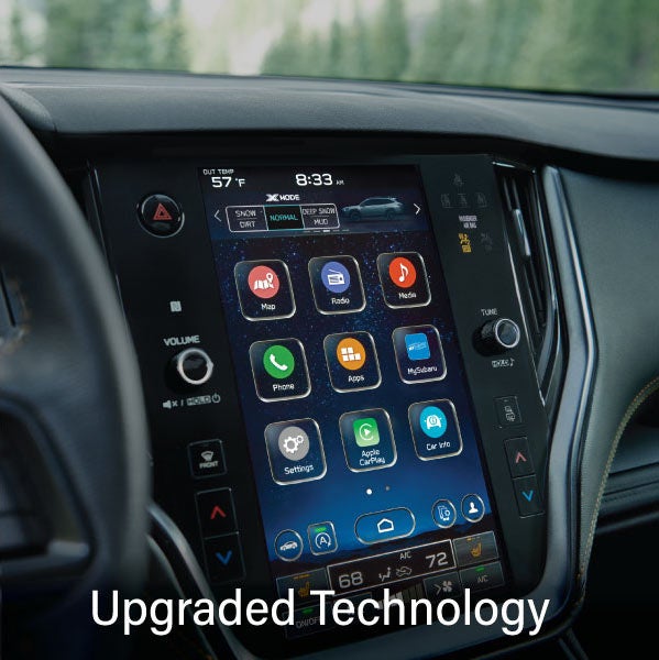 An 8-inch available touchscreen with the words &ldquo;Ugraded Technology&ldquo;. | Subaru World of Hackettstown in Hackettstown NJ