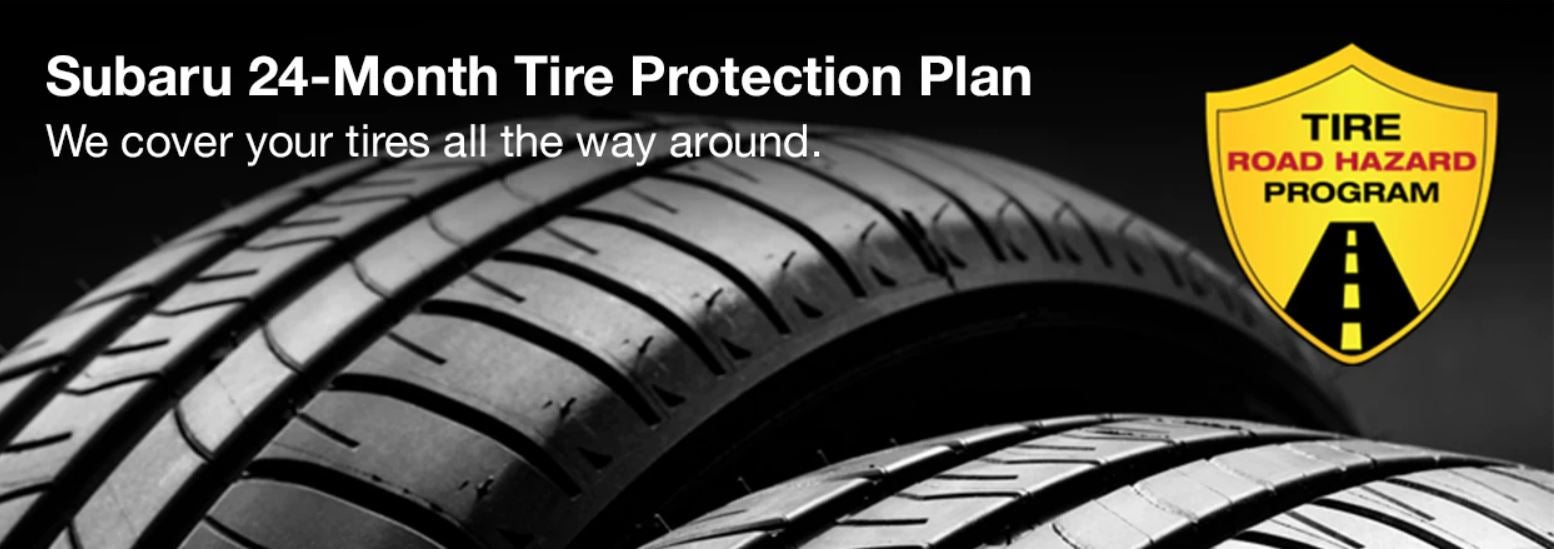 Subaru tire with 24-Month Tire Protection and road hazard program logo. | Subaru World of Hackettstown in Hackettstown NJ
