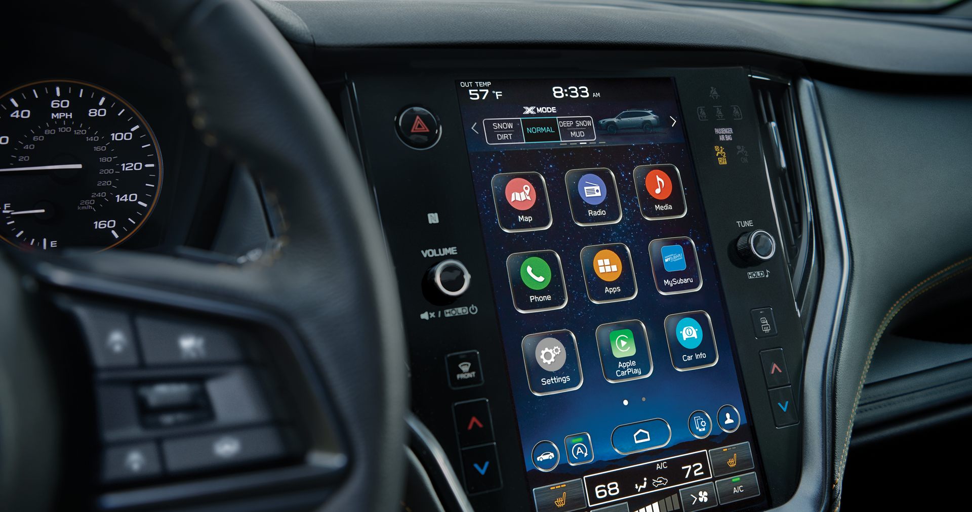 A close-up of the 11.6-inch touchscreen for the STARLINK Multimedia system on the 2023 Outback Wilderness. | Subaru World of Hackettstown in Hackettstown NJ